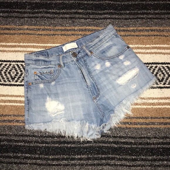 Garage Pants - High rise distressed denim jean short shorts